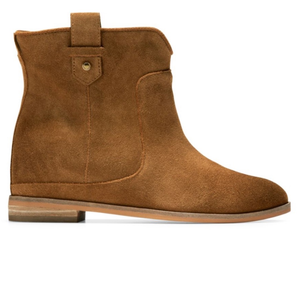 Cole Haan Rayna Suede Wedge Brown Cognac Booties Size 8.5